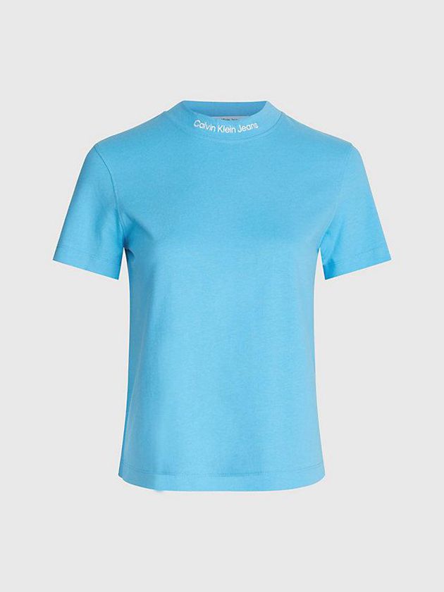 Blue Calvin Klein Logo Collar Women T-Shirt | HZYR-21067