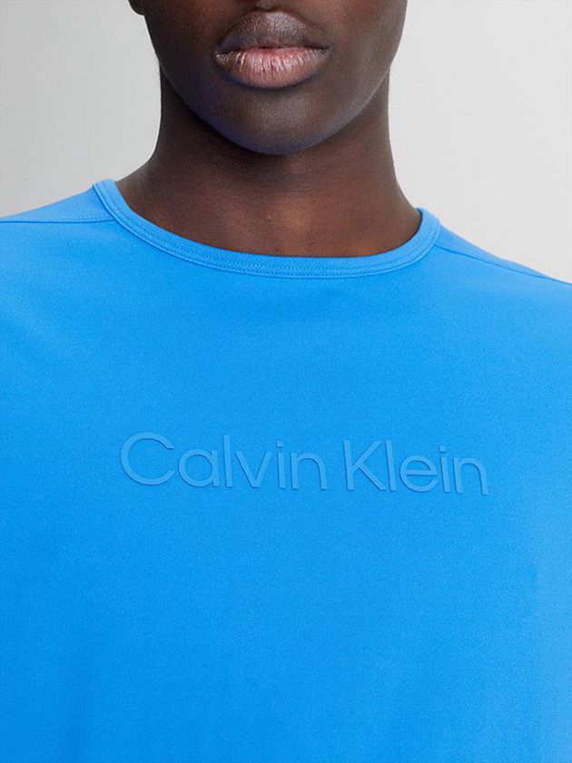 Blue Calvin Klein Logo Gym Men T-Shirt | JKLG-03594