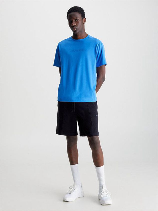 Blue Calvin Klein Logo Gym Men T-Shirt | JKLG-03594