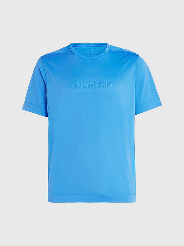 Blue Calvin Klein Logo Gym Men T-Shirt | JKLG-03594