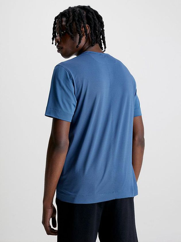Blue Calvin Klein Logo Gym Men T-Shirt | MOTP-49810