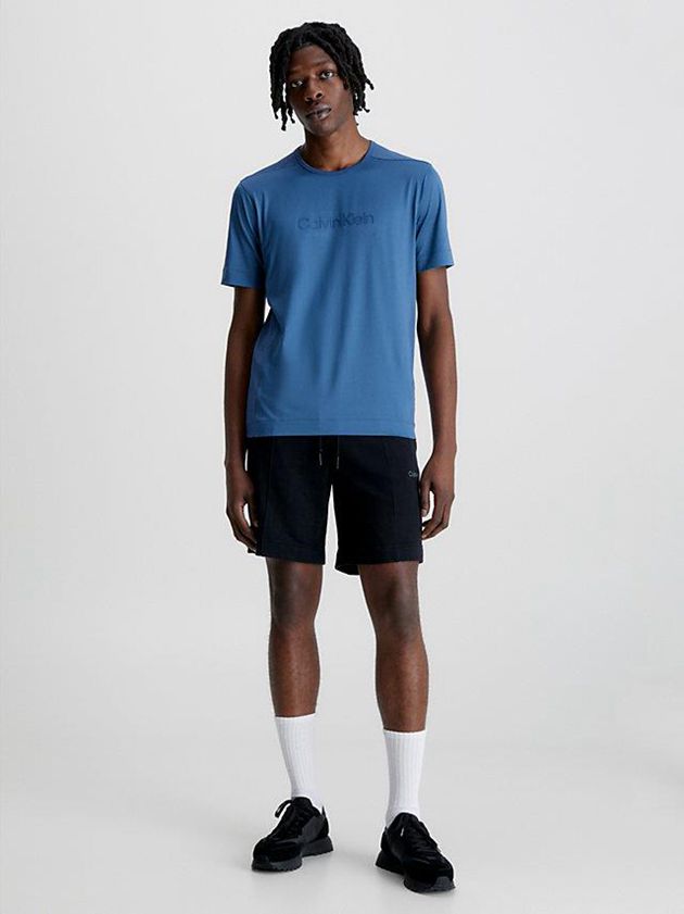 Blue Calvin Klein Logo Gym Men T-Shirt | MOTP-49810