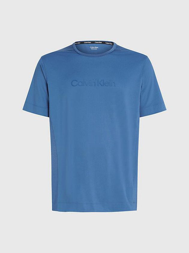 Blue Calvin Klein Logo Gym Men T-Shirt | MOTP-49810