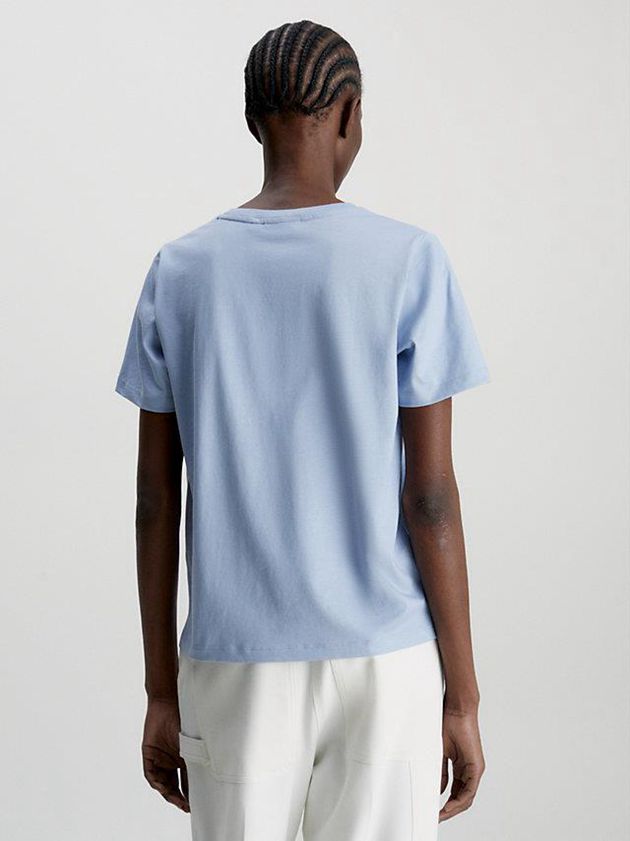Blue Calvin Klein Logo Women T-Shirt | TAKE-49860