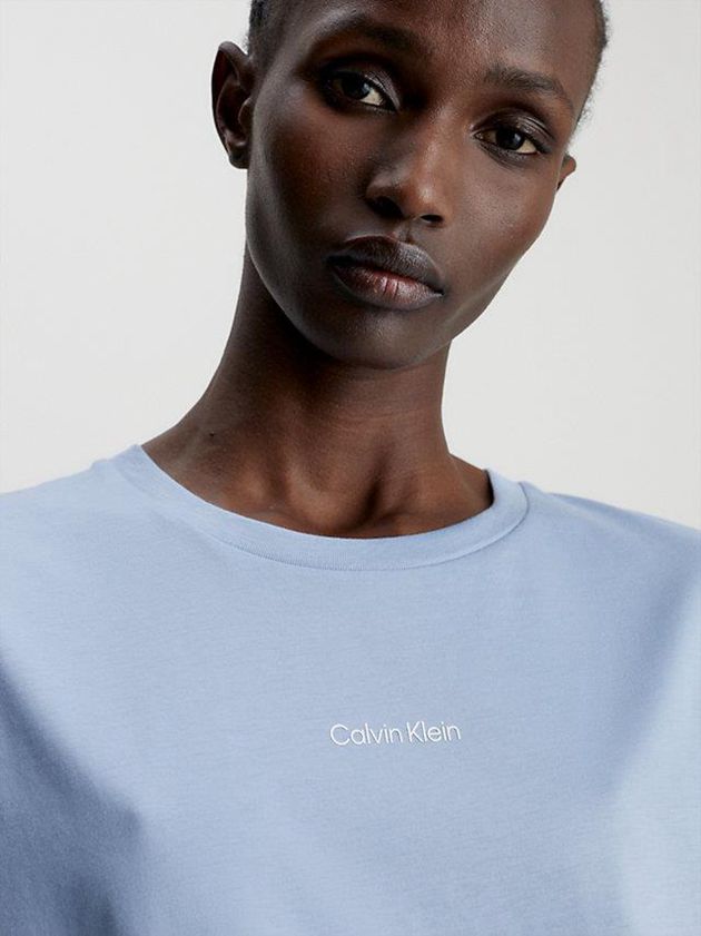 Blue Calvin Klein Logo Women T-Shirt | TAKE-49860