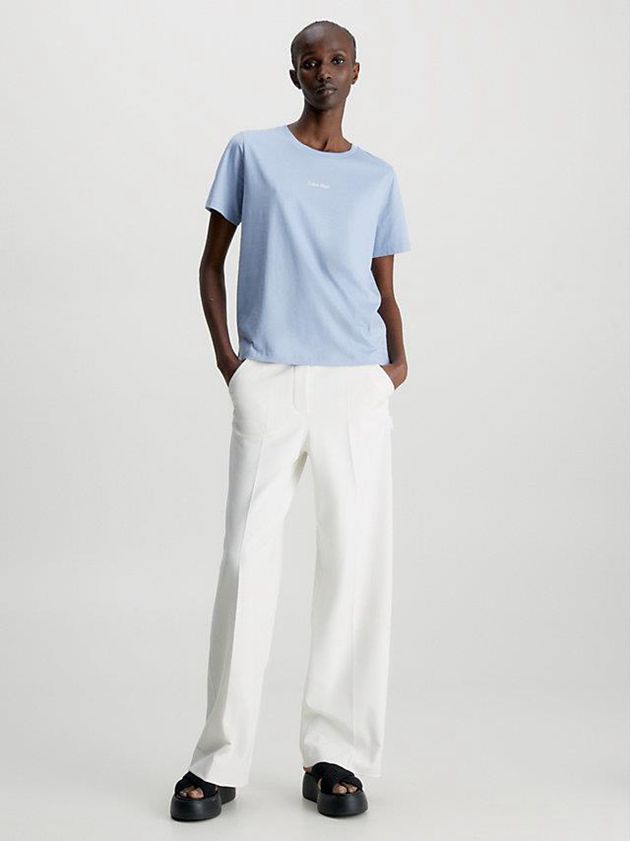 Blue Calvin Klein Logo Women T-Shirt | TAKE-49860