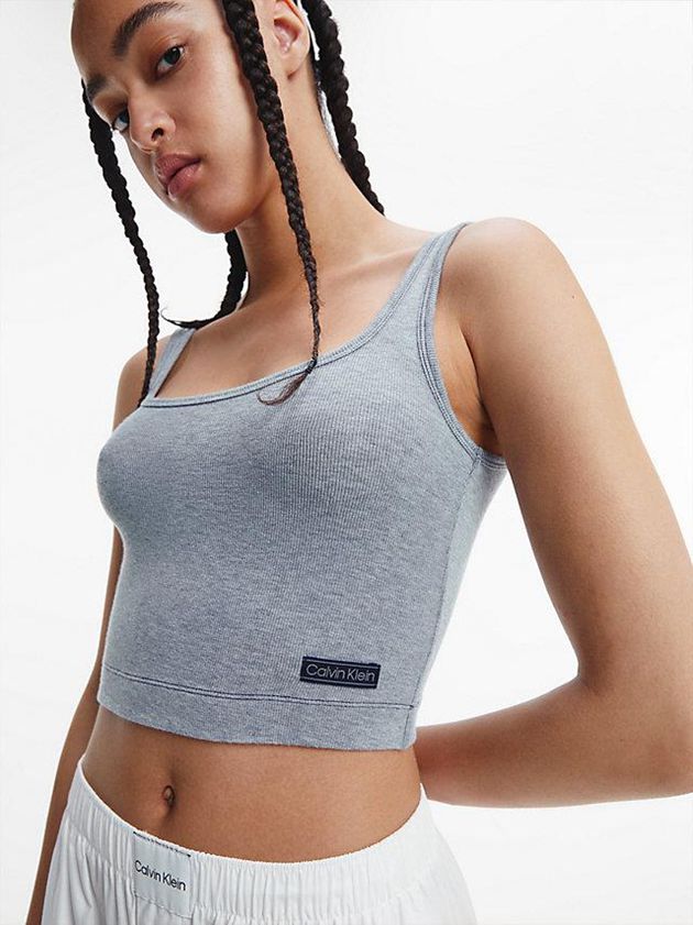 Blue Calvin Klein Lounge Tank - Pure Ribbed Women Top | WSCQ-40971