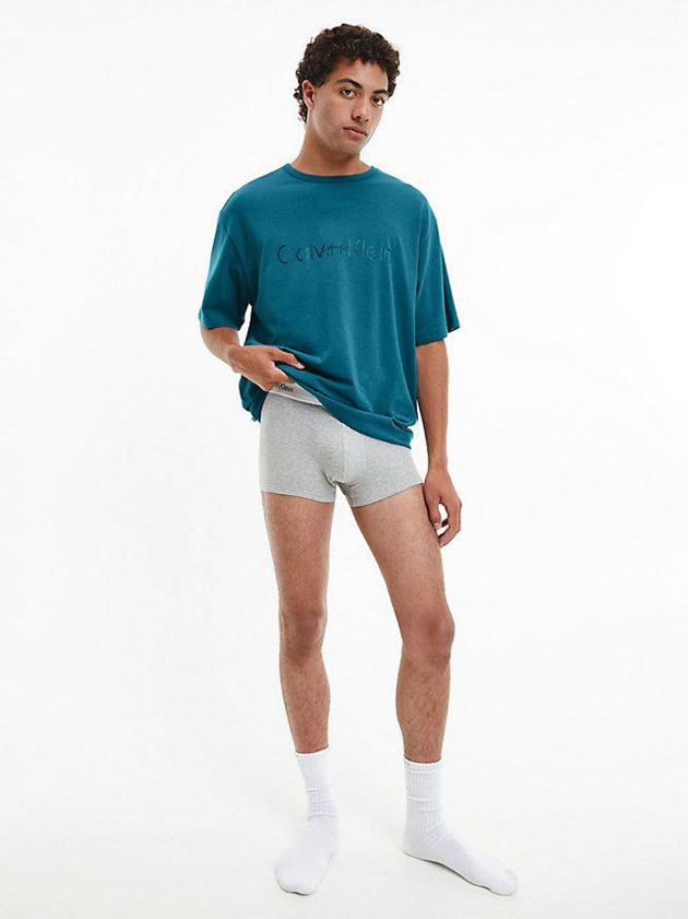 Blue Calvin Klein Lounge - Embossed Icon Men T-Shirt | QCTF-08635