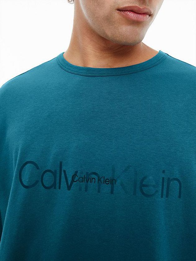 Blue Calvin Klein Lounge - Embossed Icon Men T-Shirt | QCTF-08635