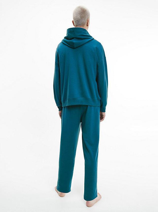 Blue Calvin Klein Lounge - Embossed Icon Men Hoodie | THJO-50694