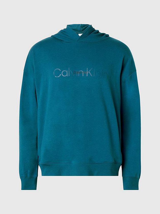 Blue Calvin Klein Lounge - Embossed Icon Men Hoodie | THJO-50694