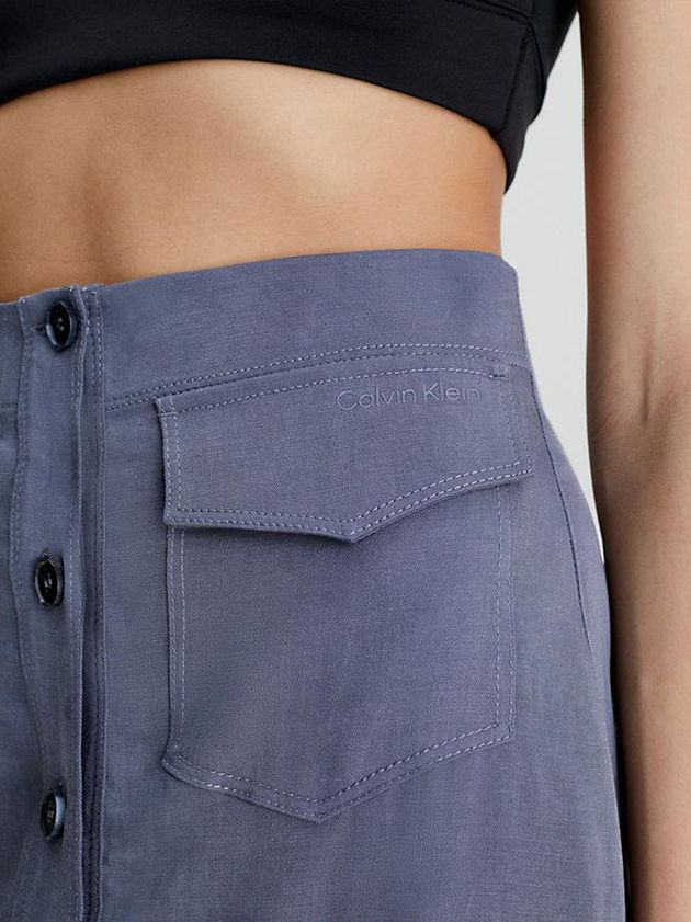 Blue Calvin Klein Lyocell Buttoned Straight Women Skirt | ASUB-50163