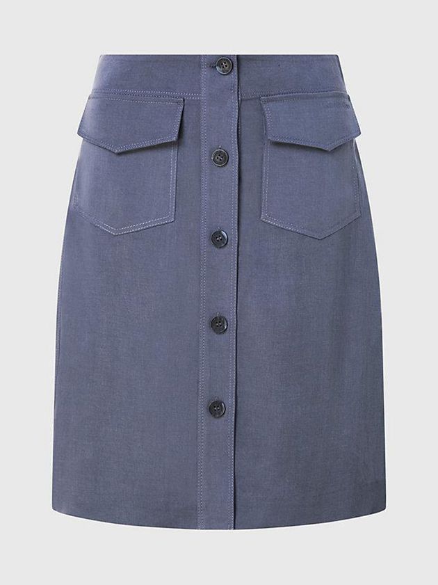 Blue Calvin Klein Lyocell Buttoned Straight Women Skirt | ASUB-50163