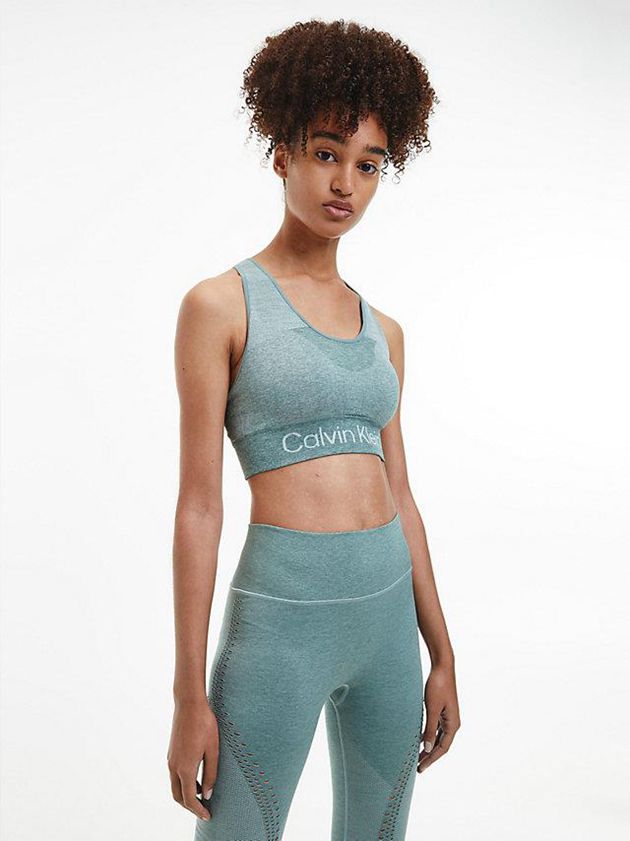 Blue Calvin Klein Medium Impact Sports Women Bra | SZFU-65319