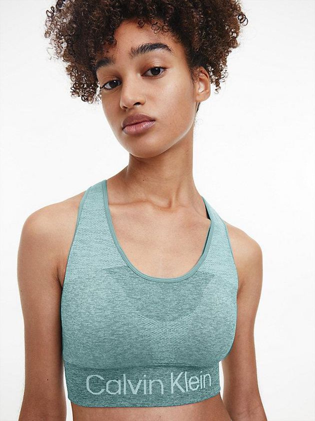 Blue Calvin Klein Medium Impact Sports Women Bra | SZFU-65319