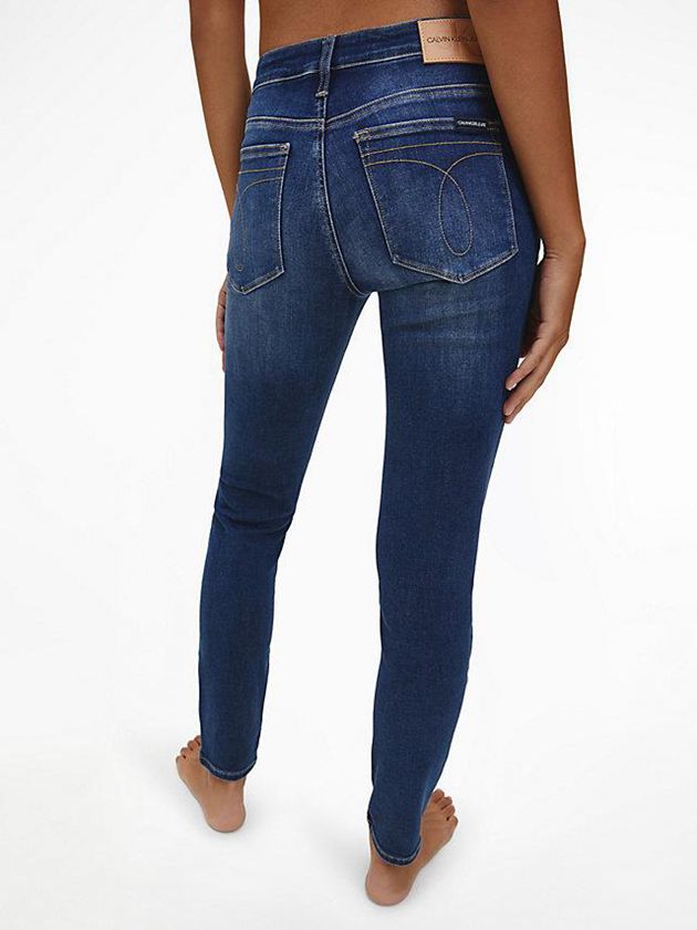 Blue Calvin Klein Mid Rise Skinny Women Jeans | MHZE-48179