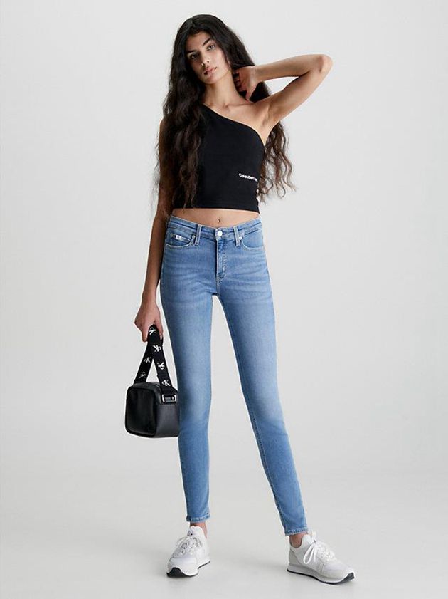 Blue Calvin Klein Mid Rise Skinny Women Jeans | GFCQ-51427