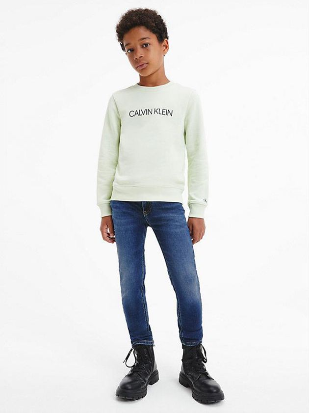 Blue Calvin Klein Mid Rise Slim Boys's Jeans | ZWHQ-96841