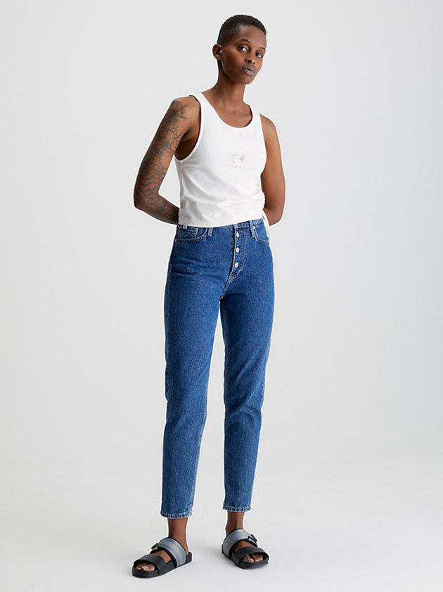 Blue Calvin Klein Mom Ankle Women Jeans | IFRC-70246