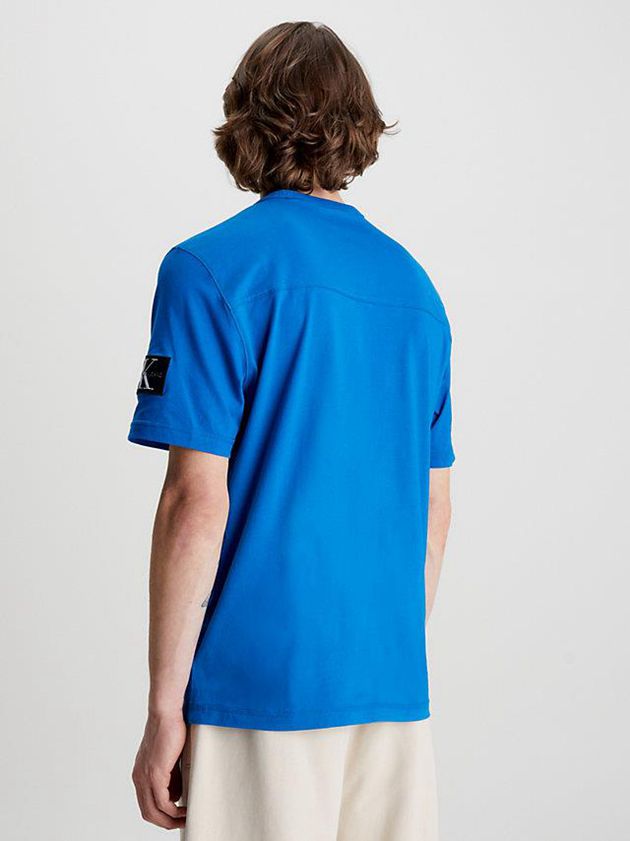 Blue Calvin Klein Monogram Badge Men T-Shirt | LPXF-69780