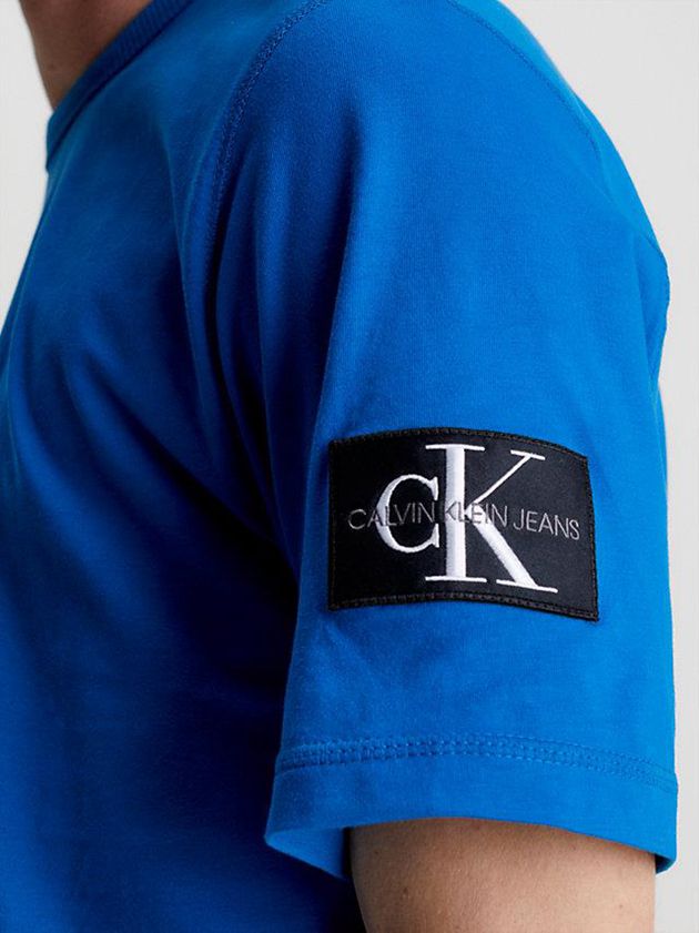 Blue Calvin Klein Monogram Badge Men T-Shirt | LPXF-69780