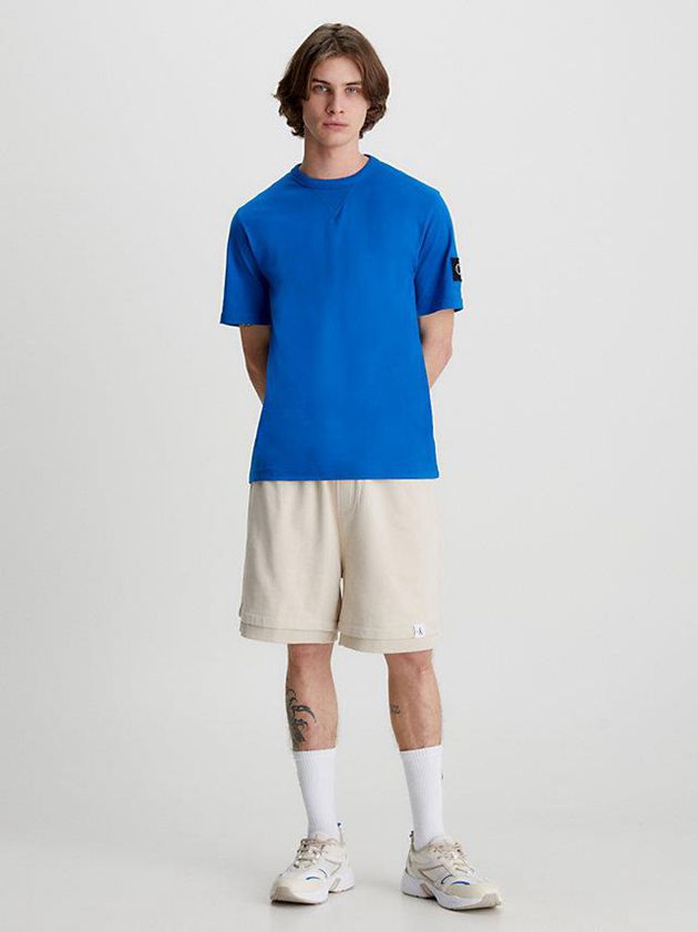 Blue Calvin Klein Monogram Badge Men T-Shirt | LPXF-69780