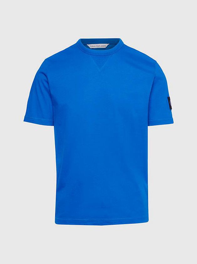 Blue Calvin Klein Monogram Badge Men T-Shirt | LPXF-69780