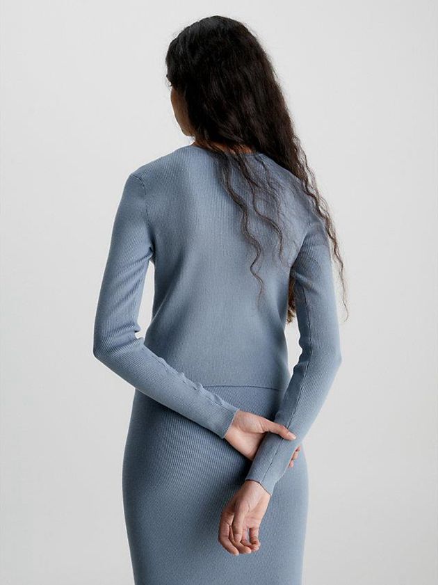 Blue Calvin Klein Organic Cotton Asymmetric Cardigan Women Sweater | AKQV-82349