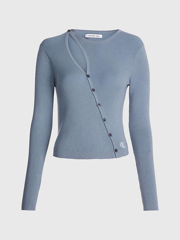 Blue Calvin Klein Organic Cotton Asymmetric Cardigan Women Sweater | AKQV-82349