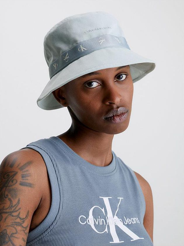 Blue Calvin Klein Organic Cotton Bucket Women Cap | FONU-82513