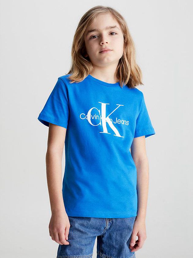 Blue Calvin Klein Organic Cotton Logo Girls's T-Shirt | VNWO-72591