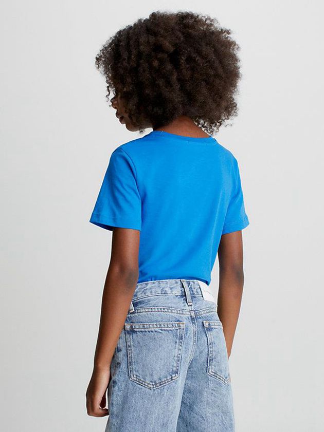 Blue Calvin Klein Organic Cotton Logo Girls's T-Shirt | VNWO-72591