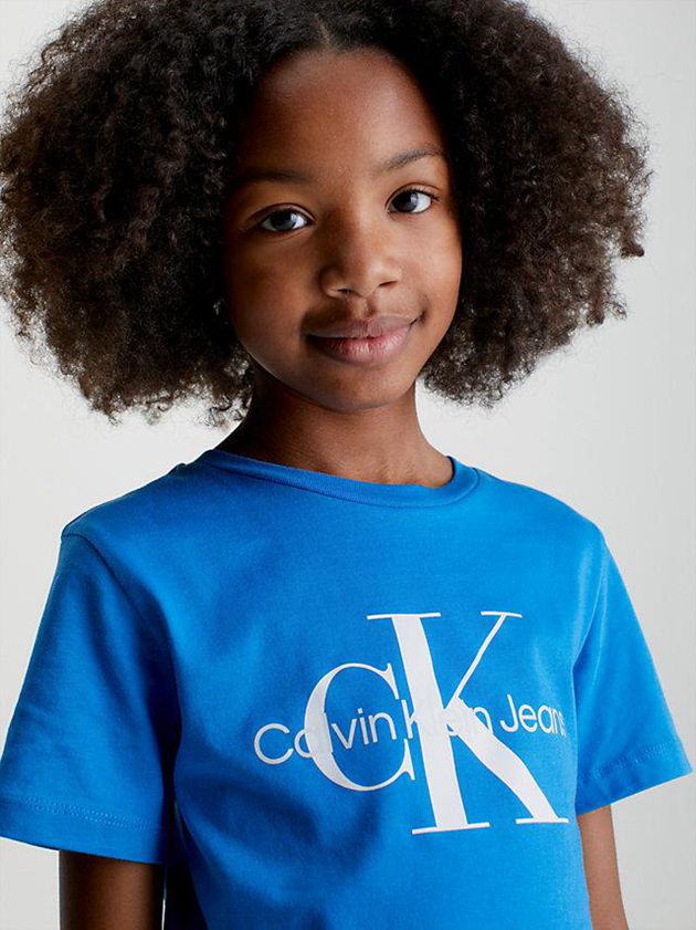 Blue Calvin Klein Organic Cotton Logo Girls's T-Shirt | VNWO-72591
