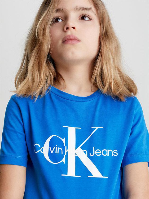 Blue Calvin Klein Organic Cotton Logo Girls's T-Shirt | VNWO-72591