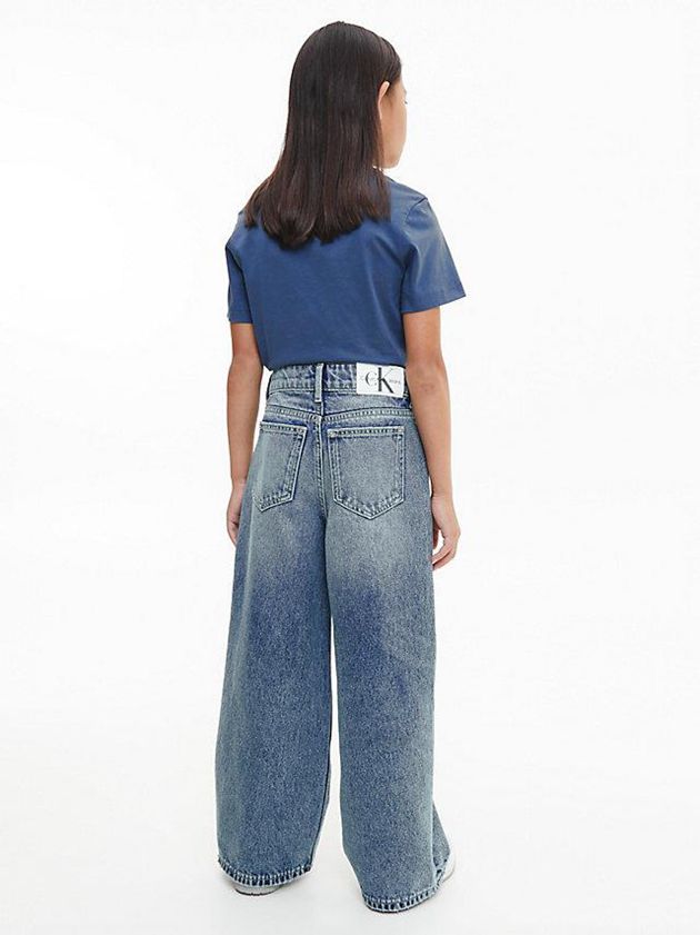 Blue Calvin Klein Organic Cotton Logo Girls's T-Shirt | OEHB-08962