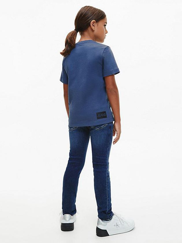 Blue Calvin Klein Organic Cotton Logo Girls's T-Shirt | OEHB-08962