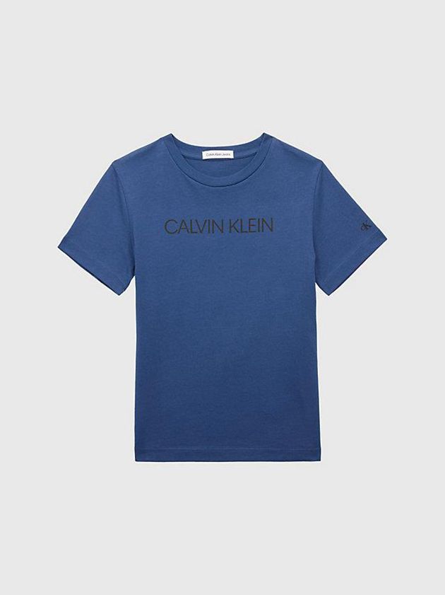Blue Calvin Klein Organic Cotton Logo Girls's T-Shirt | OEHB-08962