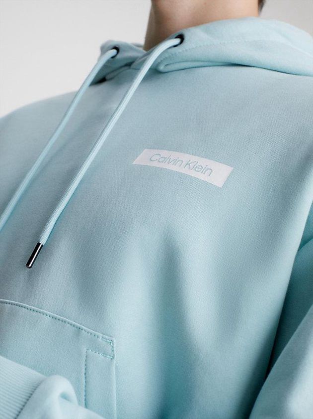 Blue Calvin Klein Organic Cotton Logo Men Hoodie | HMYZ-29531