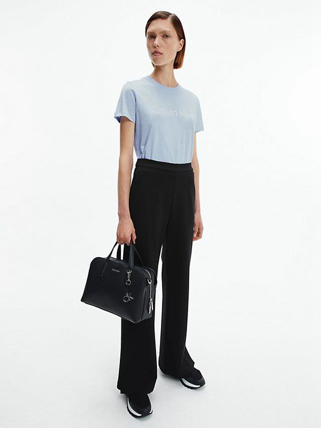 Blue Calvin Klein Organic Cotton Logo Women T-Shirt | MUQS-91067