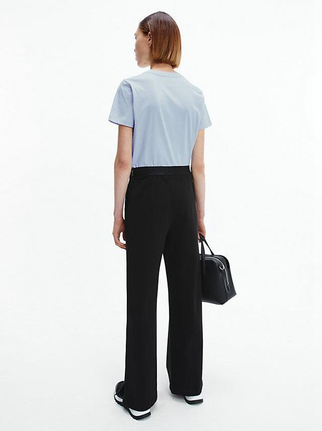 Blue Calvin Klein Organic Cotton Logo Women T-Shirt | MUQS-91067