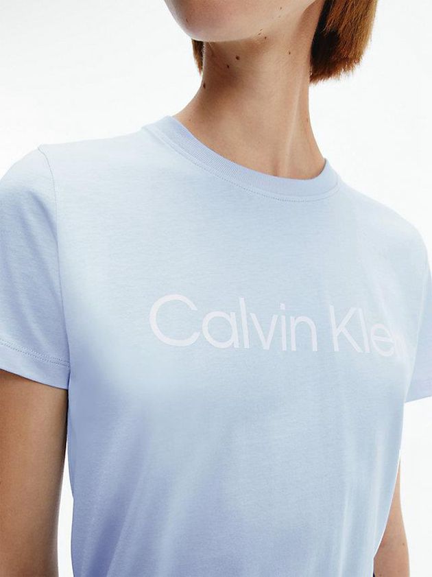 Blue Calvin Klein Organic Cotton Logo Women T-Shirt | MUQS-91067