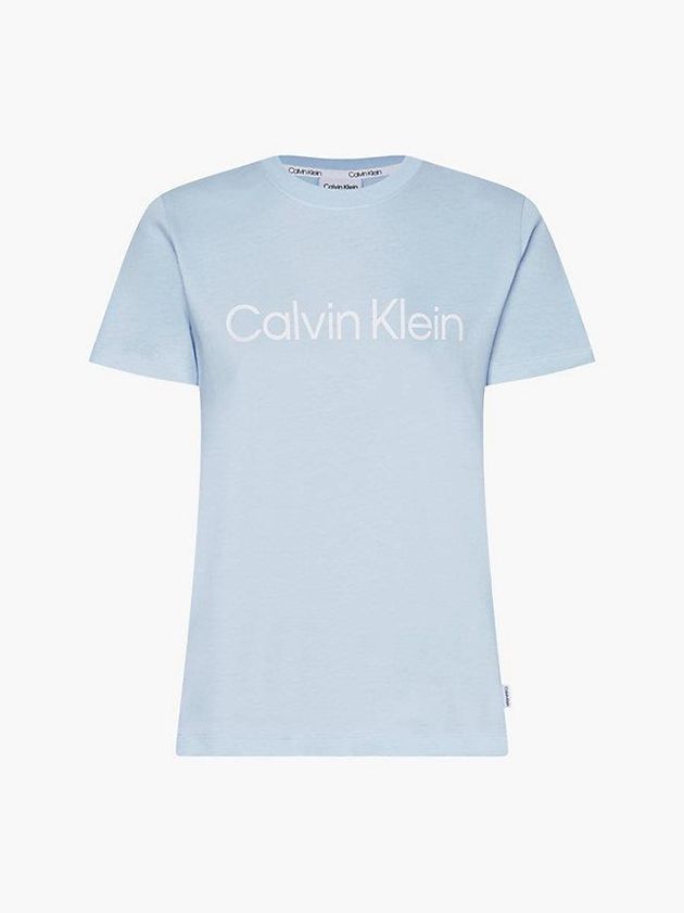 Blue Calvin Klein Organic Cotton Logo Women T-Shirt | MUQS-91067