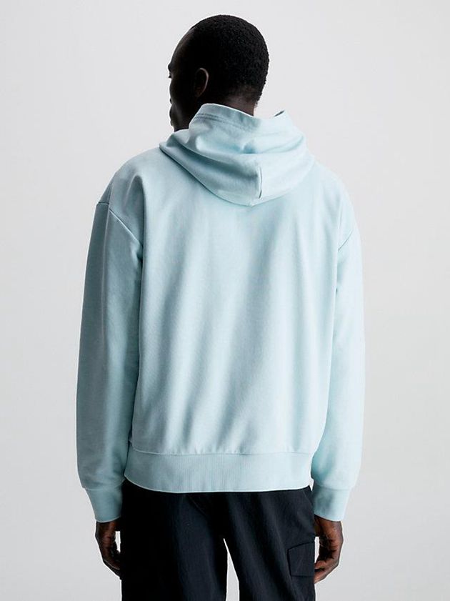 Blue Calvin Klein Organic Cotton Men Hoodie | MVKI-63195