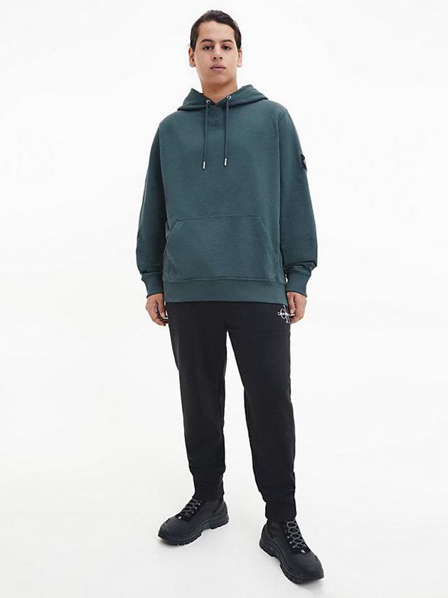 Blue Calvin Klein Organic Cotton Men Hoodie | WROA-37980