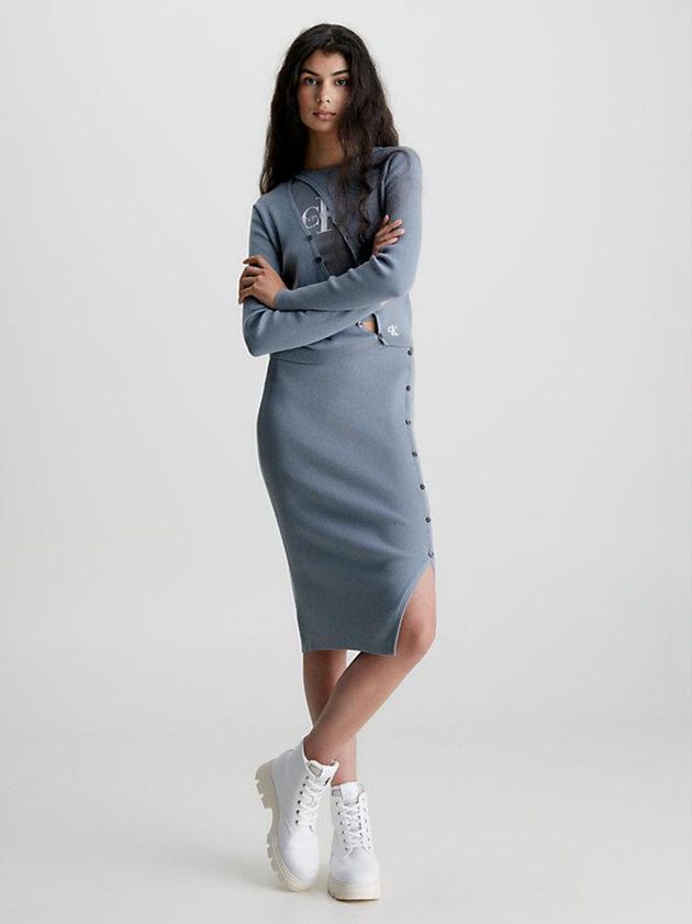 Blue Calvin Klein Organic Cotton Pencil Women Skirt | SDAB-90684