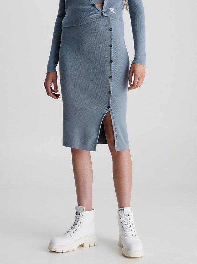 Blue Calvin Klein Organic Cotton Pencil Women Skirt | SDAB-90684