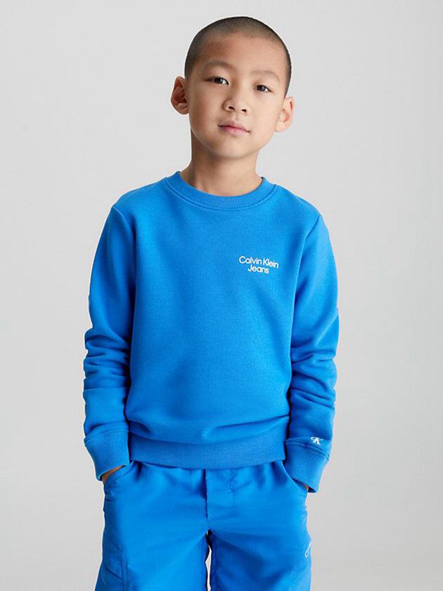 Blue Calvin Klein Organic Cotton Terry Boys\'s Sweatshirt | TRBY-28067