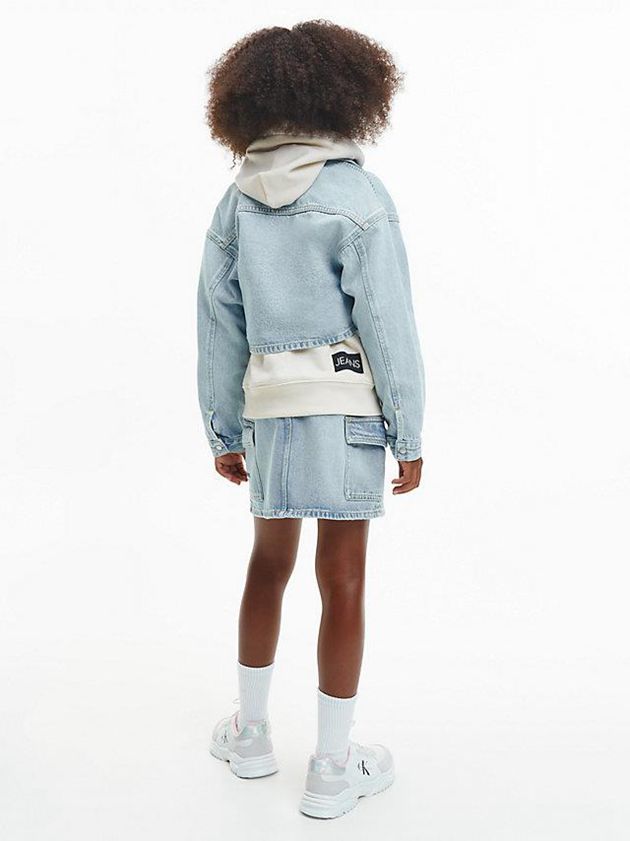 Blue Calvin Klein Oversized Cropped Denim Girls's Jacket | EYJA-23158