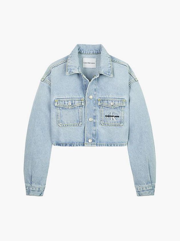 Blue Calvin Klein Oversized Cropped Denim Girls's Jacket | EYJA-23158