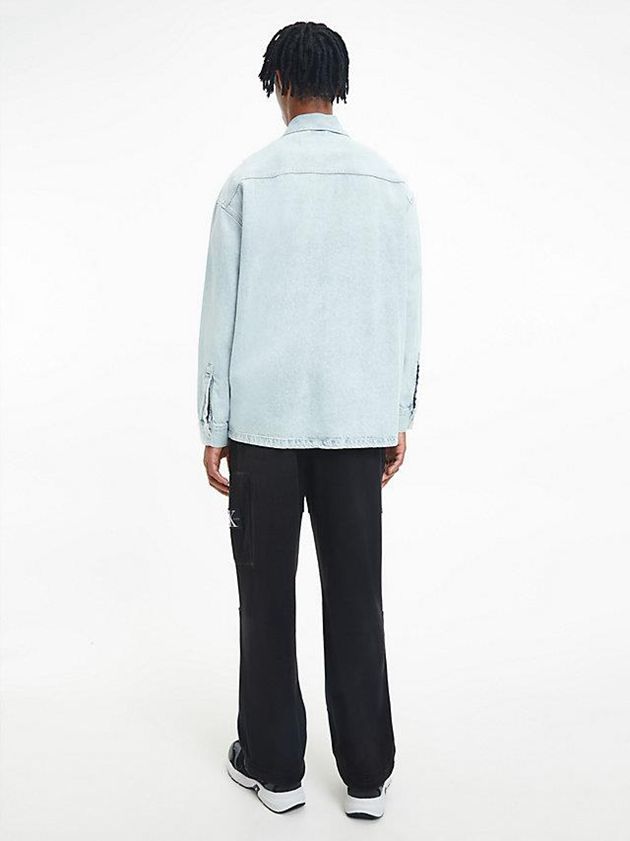Blue Calvin Klein Oversized Denim Shirt Men Jacket | YHWX-31048